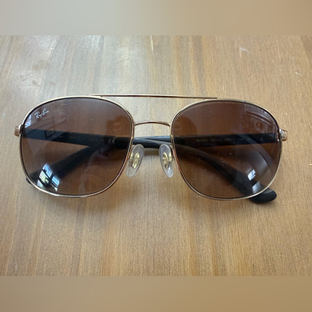 Ray-Ban Gold Frame Sunglasses with Brown Lenses